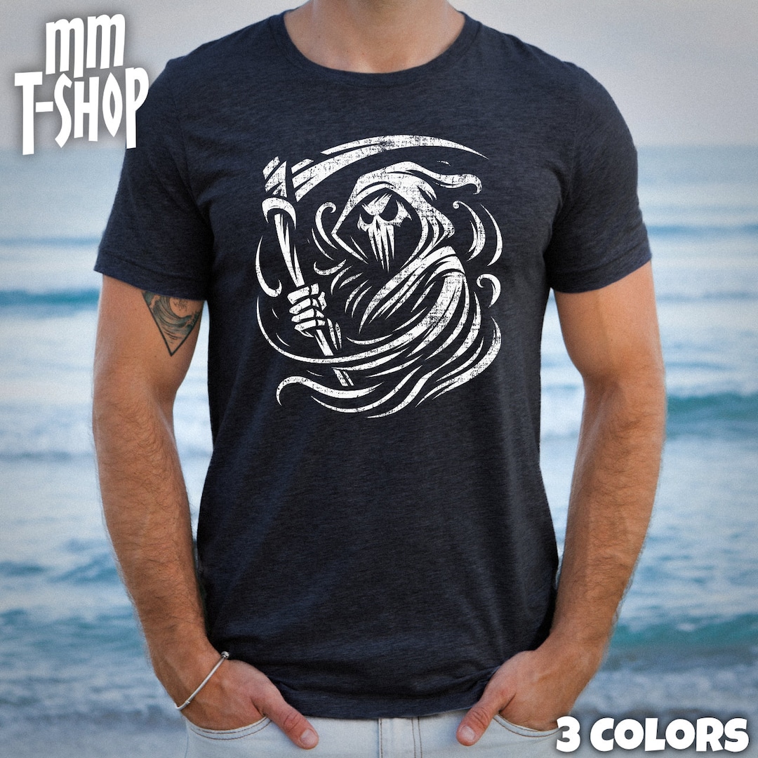 Grim Reaper T-shirt, Tribal Tattoo T Shirt, Skull Tee Shirt, Fantasy ...