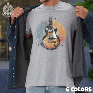 Vintage-Style Electric Guitar T-Shirt | Rock and Roll Distressed Guitar Tee | Classic Musician's Shirt | Iconic Guitar Design Top