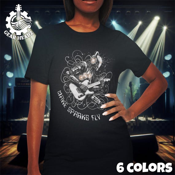 Cyberpunk Robot Guitar Tee