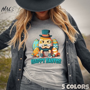 Adult Easter T-Shirt | Cute Cartoon Humpty Dumpty Easter Egg T Shirt | Adorable Easter Egg Graphic Tee | Unique Holiday Gift Shirt