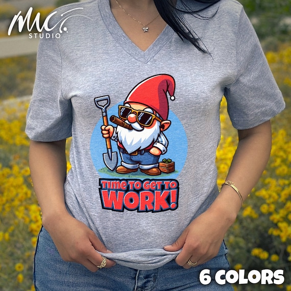 Summer Gardener Gnome  V-Neck Graphic Tee