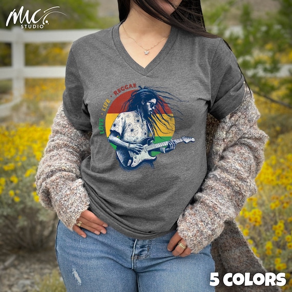Reggae Guitarist V-Neck Graphic Tee