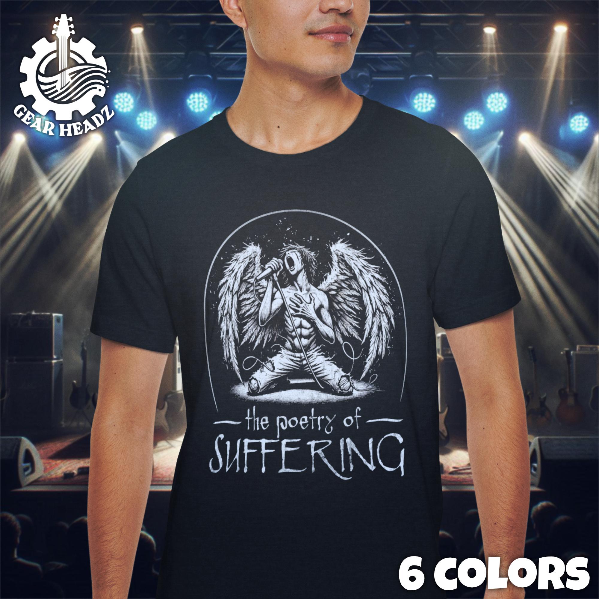 The Poetry of Suffering Graphic Tee | Emotional Angel Wings T-Shirt  | Rock Inspired Shirt | Artistic Tribute T Shirt | Gift Music Lovers