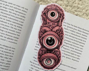 Pink Monster Eyes Bookmark | Horror Gothic Bookmark for Readers | Scary Aesthetic Bookmark Gift for Book Lovers | Weird Brain Like Bookmark