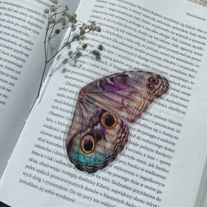 marque-page papillon vintage | Marque-page transparent | Cadeau pour lecteur transparent coloré, insecte et aile de mite | Art fait main Fairycore Dark Academia