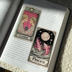 Sternzeichen-Tarot-Karte Lesezeichen | Tarot Karte Transparent Buch Zubehör | Zauberhaftes klares Lesezeichen | Rosa inspiriert Astrologie Buch Leser Geschenk