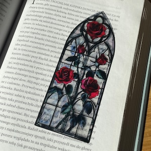 Rose Bookmark Floral Transparent Bookmark Clear Gothic Bookmark Fantasy Goth Bookmark Dark Academia Book Reader Gift Bookworm Art zdjęcie 1