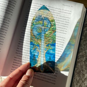 Marcador de vidrieras con forma de dragón de Brisingr / Marcador transparente de Eragon / Saphira Clear Accesorios para libros únicos inspirados en el fandom mágico