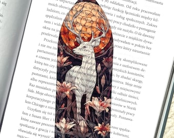 White Deer Stained Glass Bookmark | Transparent Bookmark | Clear Unique Bookmark | Mythical Animal Art | Bookish Gift Autumn Woodland Art