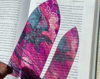 Marque-page en vitrail Cavalier de dragon noir | Marque-page transparent | Marque-page unique clair | Accessoires pour livres magiques Fantasy Storm Onyx