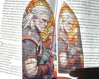 Geralt of Rivia Bookmark | Witcher-Inspired Fantasy Transparent Clear Book Art | Monster Hunter Aesthetic | Medieval Warrior Bookmark Gift