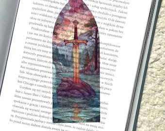 Excalibur Sword Stained Glass Bookmark | Transparent Fantasy Inspired Bookish Art | Cottagecore Magical Bookmark | Magical Book Accessories