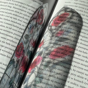 Rose Bookmark Floral Transparent Bookmark Clear Gothic Bookmark Fantasy Goth Bookmark Dark Academia Book Reader Gift Bookworm Art zdjęcie 3