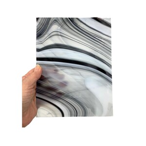 Art Glass, black, white, cream stained glass, 6” x 8” glass for stained glass or mosaic crafts
