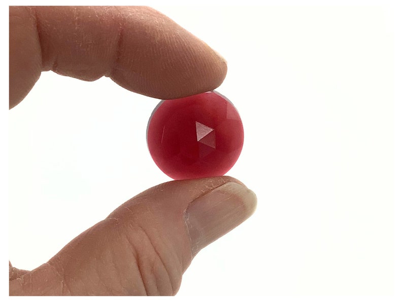 Faceted Glass Round jewel, 20mm flat back round glass jewel, you choose color Red