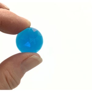 Faceted Glass Round jewel, 20mm flat back round glass jewel, you choose color Aqua