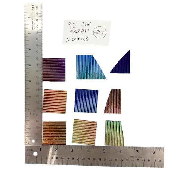 Dichroic Glass Scraps, Black Backed, 90 COE, 2 Ounces