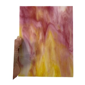 Art Glass pinks, oranges and mixed colors, 6” x 8” sheet for stained glass or mosaic crafts. Choose your color.