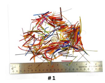 96 COE vitrigraph glass hand pulled small scrap stringer mix, 1 ounce glass scrap for fusing
