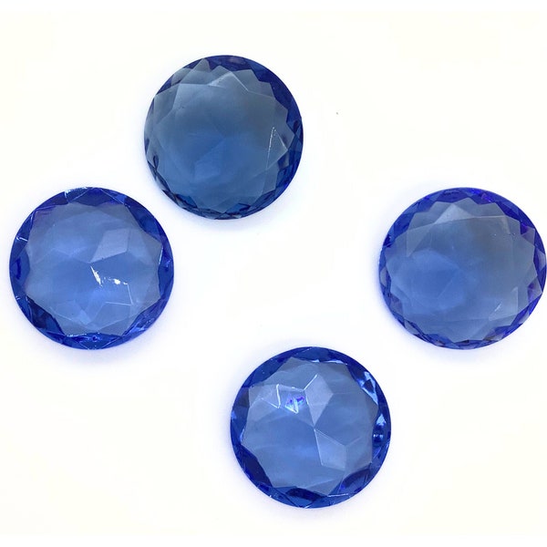 Faceted glass jewel, 25mm glass circle, choice of colors