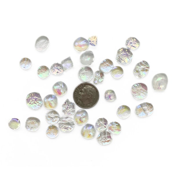 96 COE Dichroic Small glass globs, Transparent Dichroic irregular glass globs, 1 ounces Dichroic glass blobs for fusing and jewelry making