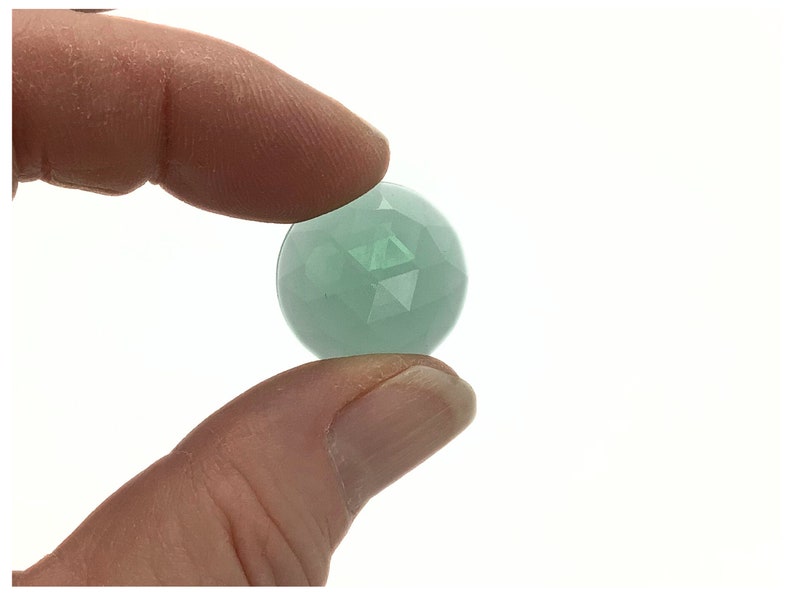 Faceted Glass Round jewel, 20mm flat back round glass jewel, you choose color Green