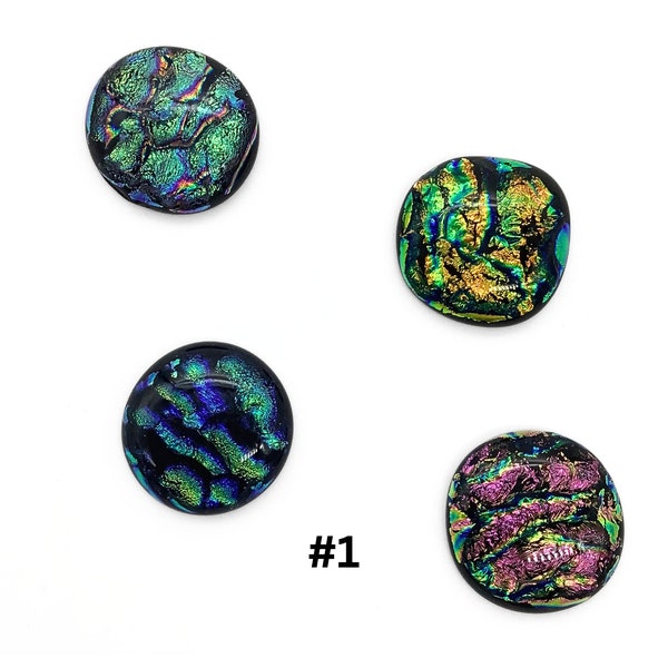 96 COE Dichroic glass dots, Black Backed Dichroic cabochon, 1 ounces Dichroic glass pieces for fusing and jewelry making