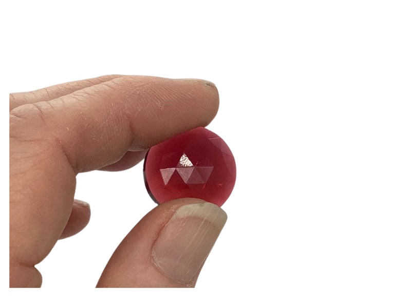 Faceted Glass Round jewel, 20mm flat back round glass jewel, you choose color Garnet