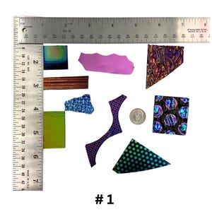 96 COE Dichroic scrap glass, Black Backed Dichro, 2 ounces Dichroic glass pieces for fusing and jewelry making
