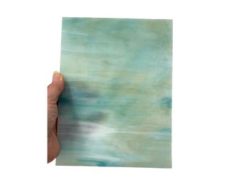 Art Glass, greens and mixed colors stained glass, 6” x 8” glass sheet for stained glass or mosaic crafts. Choose your color.