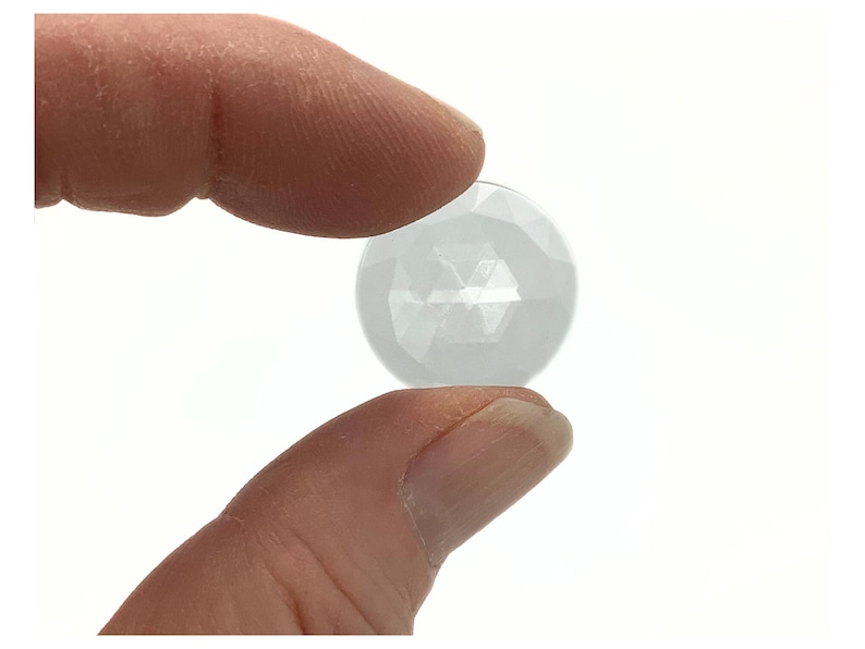 Faceted Glass Round jewel, 20mm flat back round glass jewel, you choose color Clear