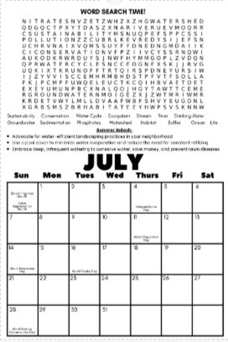 2024 Wall Calendar Watersheds Think Global, Act Local Etsy