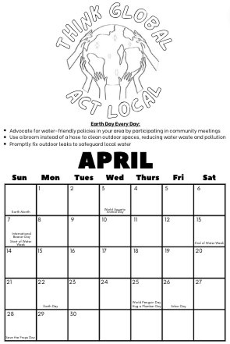 2024 Wall Calendar Watersheds Think Global, Act Local Etsy