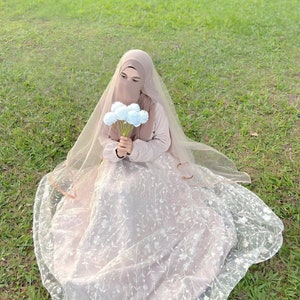 イスラムのブライダルドレス、ニカドレス、ムスリムのウェディングドレス、レースの豪華なドレス、ウェディングベール、手作りのレースドレス
