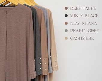 Abaya de malha modesta com zíper frontal, uso diário e formal confortável, Abaya islâmica, Abaya para amamentação, Abaya muçulmana