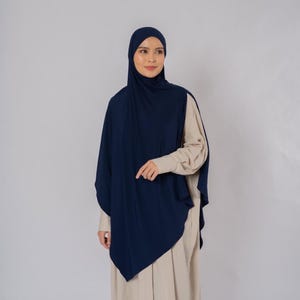 Long Khimar Hijab for Muslim Women, Slip-On Full Coverage Headscarf, Comfortable Khimar, Jersey Instant Hijab, Islamic gift