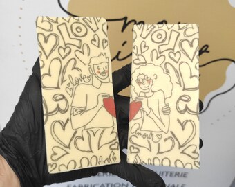 Tablette chocolat  personnalisé " Saint - Valentin " Duo ( x2 )