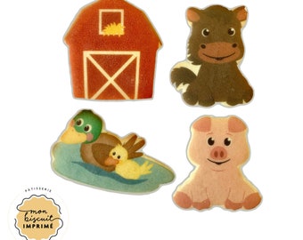 Lot Biscuits personnalisés " Animaux de la ferme " ( x12 )