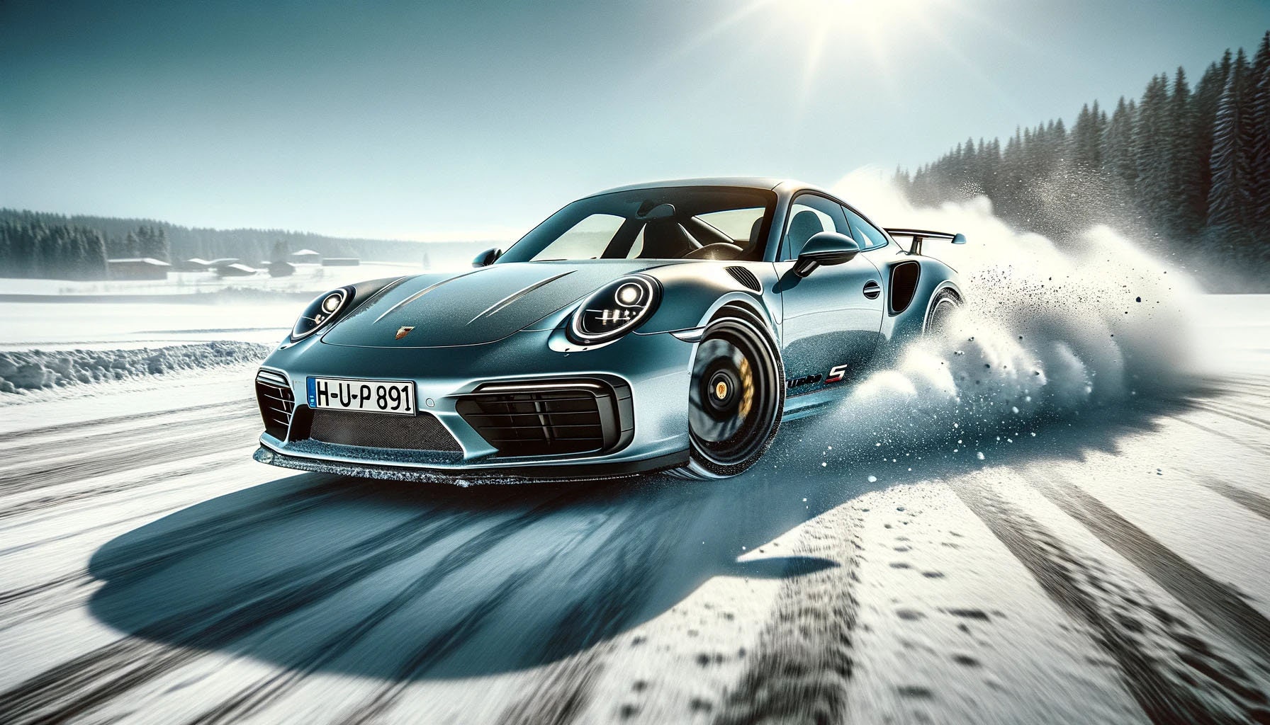 Winter Drift Series 1: Porsche 911 Turbo S in Snowy Landscape
