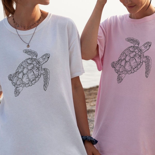 Sea Turtle Tee Minimalist, Turtle Lover Gift, Sea Animals T-Shirt for Beach Trip Shirt Save the Turtles Tee, Shirt Gift for Marine Biologist