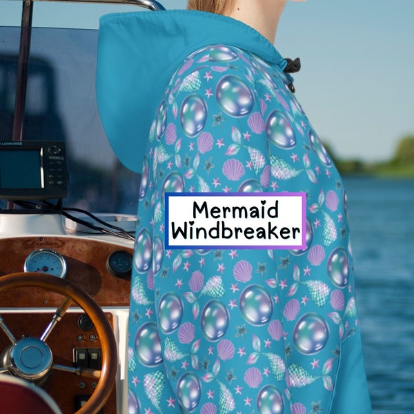 Windbreaker Jacket Mermaid Oceancore Raincoat for Women Wind Breaker Mermaidcore Gifted Sailing Jacket Gift for Teen Girl Scuba Diver Gifted