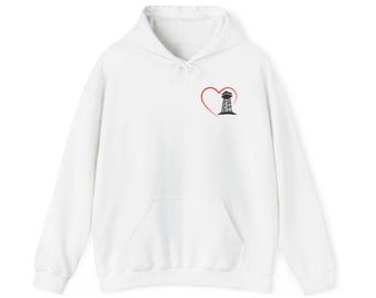 Fire Lookout Tower Heart Hoodie | Forest Watch Tower Sweatshirt