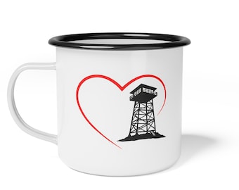 Heart Fire Lookouts Rustic Enamel Camp Cup