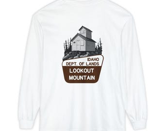 Lookout Mountain T-Shirt, Unisex Long Sleeve Nature Top, Idaho Adventure Gear, Outdoor Casual Wear, Hiking Gift, Travel Apparel