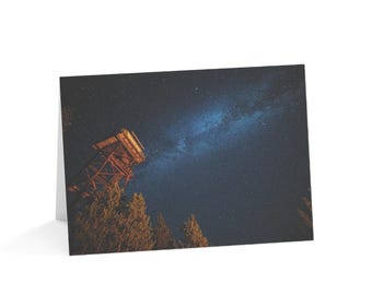 Conrad Fire Lookout Tower | Milky Way Night Sky Greeting Card