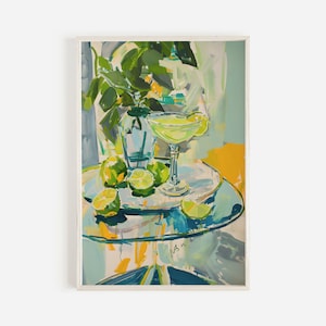Gimlet Cocktail Wall Art, Summer Drink Painting, Tropical Kitchen Decor, Bar Cart Decor, Signature Drink Art, Trendy Print, Cocktail Decor