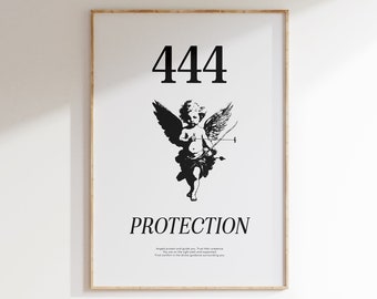 Spirituelle Zahl druckbar, Schutz Wandkunst, 444 Zahlendruck, Engel Zahlen Wandkunst, ästhetischer Wohnheim Dekor, Astrologie Druck, Engel 444