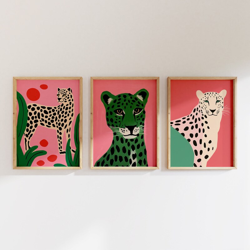 Cheetah Cat Prints Colorful Wall Art Decor