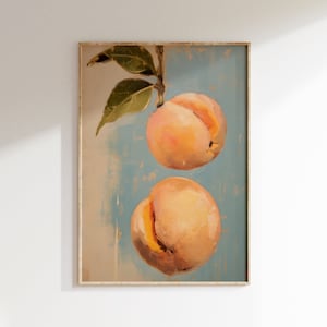 Southern Peach Wall Art, Peach Painting, Stone Fruit Poster, Kitchen Wall Art, Georgia Peach Digital Art, Boho Kitchen Decor, Warm Wall Art