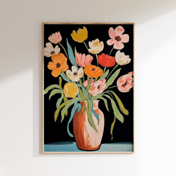 Vintage 1997 “Flowers in a Terracotta Vase” Floral Art Poster Vintage 1997 “Flowers in a Terracotta Vase” Floral Art Poster